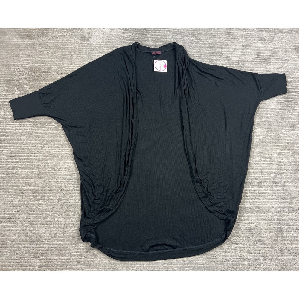 Shiela Rose Top Womens Large Black Short‎ Sleeve Open Front Duster NWT